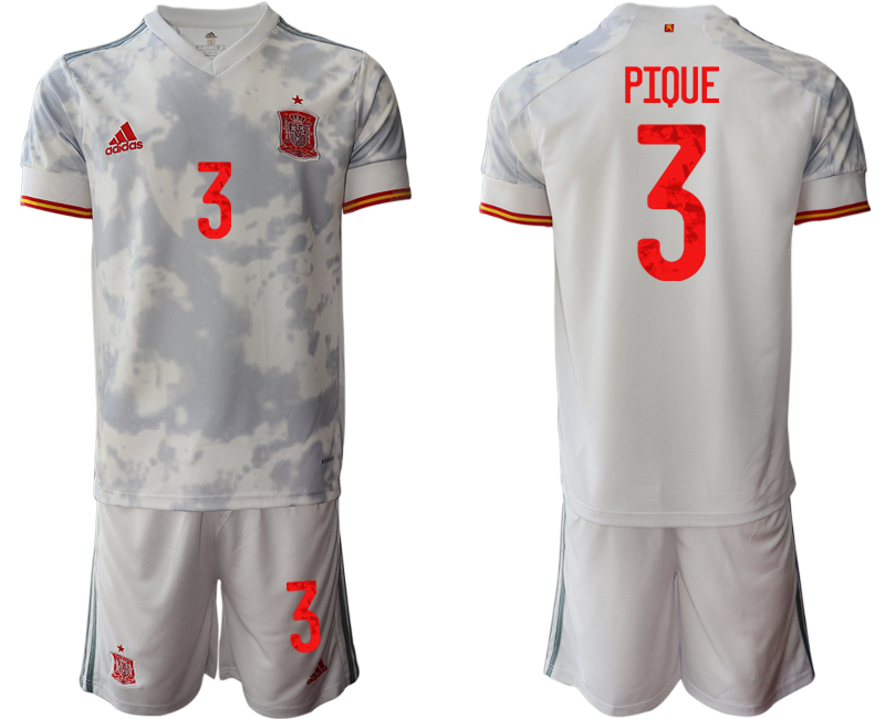 Men 2021 European Cup Spain away white #3 Soccer Jersey->spain jersey->Soccer Country Jersey